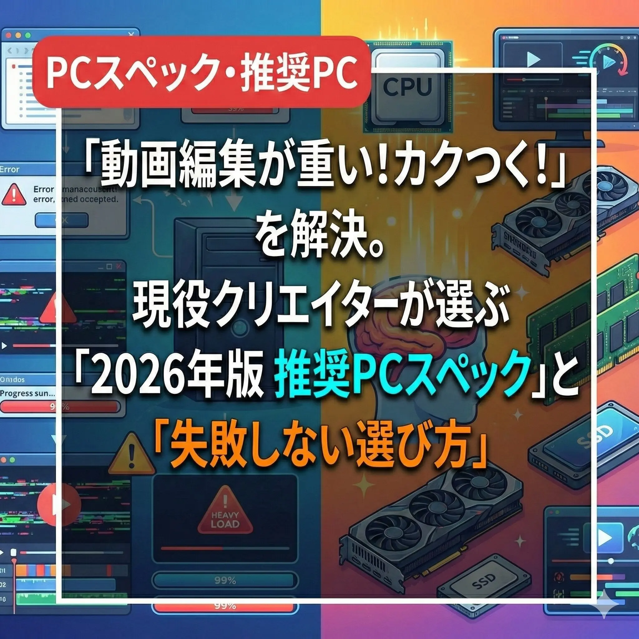 動画編集用ハイスペックPC 2026年】動画編集PCの推奨スペックは？重い・落ちるを解決する選び方
