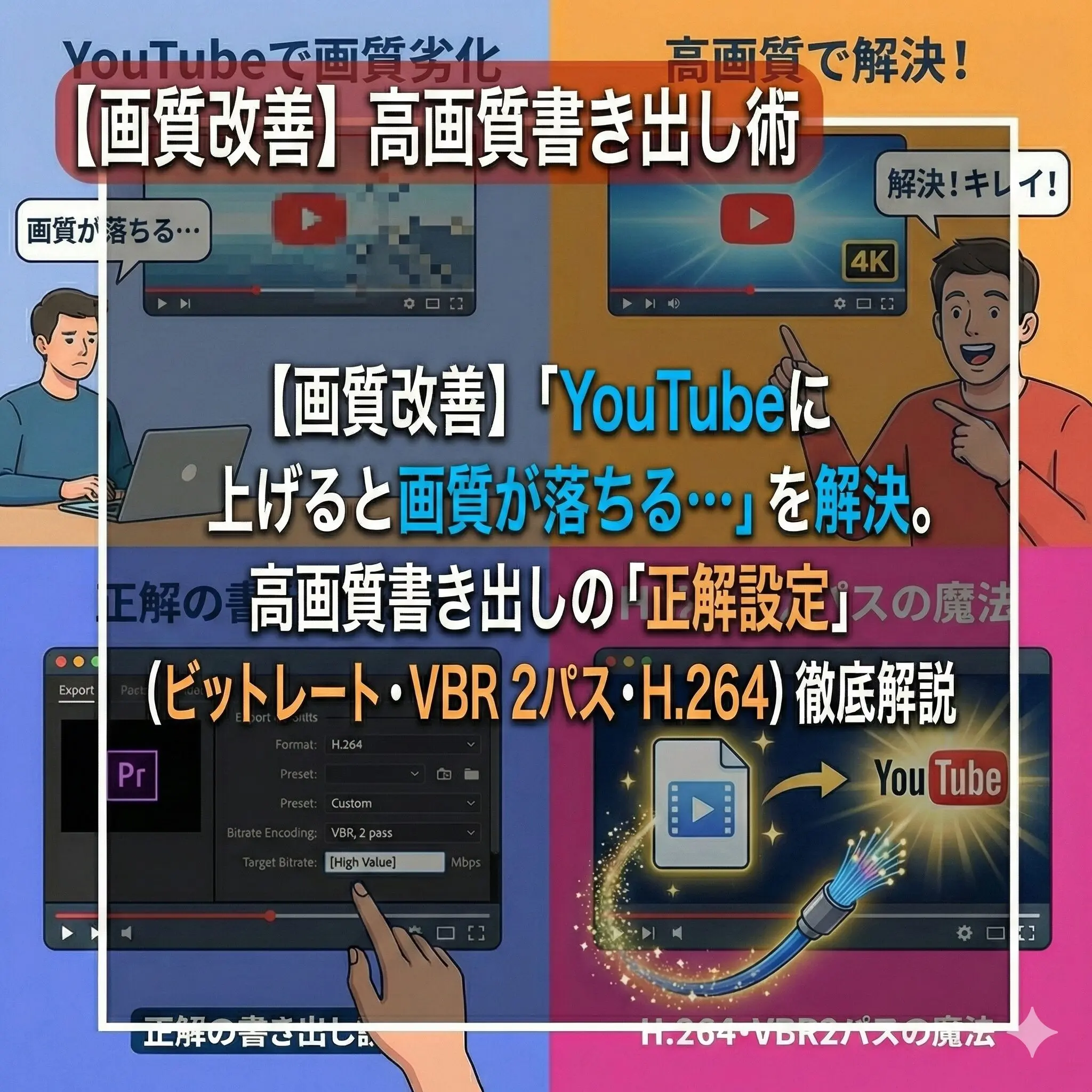 Premiere Pro】YouTube高画質書き出し設定！ビットレートとVBR2パスの正解